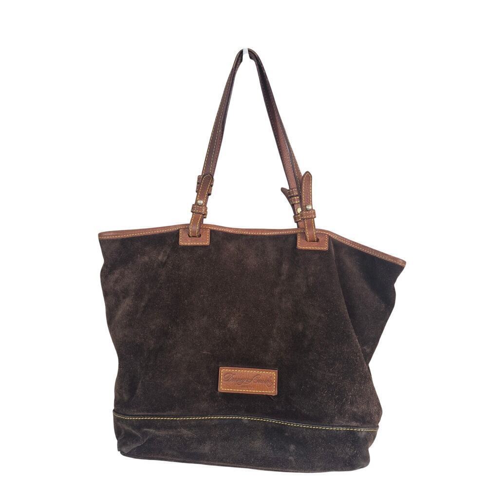 Authentic Dooney & Bourke Brown Suede Satchel Purse Large